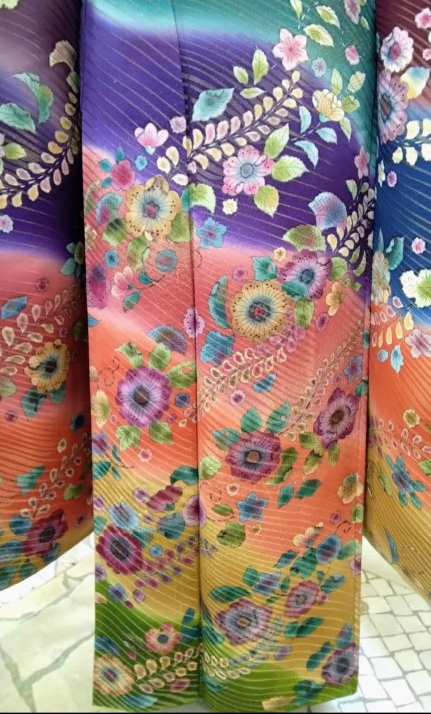 مجموعة Furisode الكاملة - Yuzen Tsujigahana المطلية بالذهب - Nishijin Obi - توقيع الفنان (Rakkan) - عرض الكم 68 سم