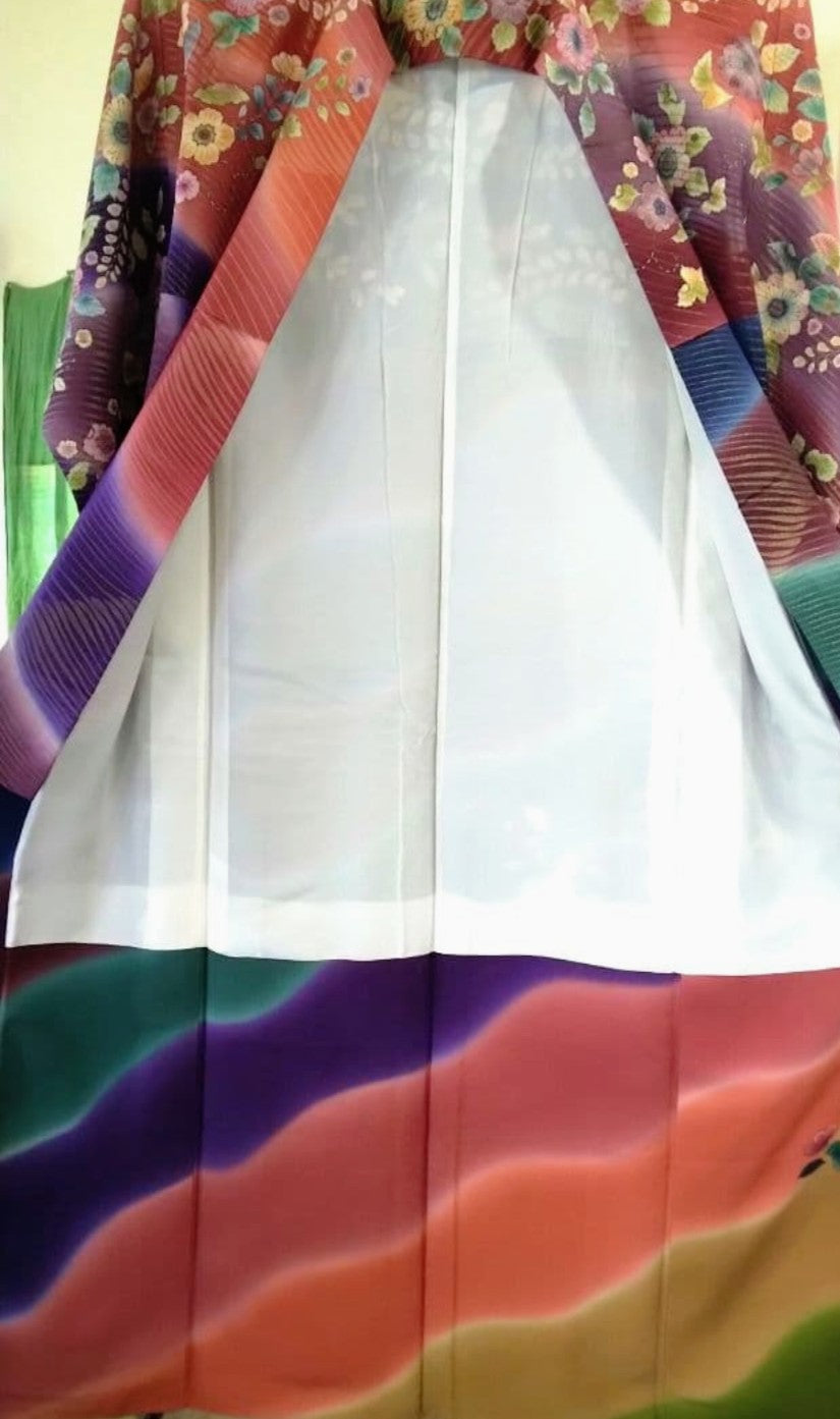 مجموعة Furisode الكاملة - Yuzen Tsujigahana المطلية بالذهب - Nishijin Obi - توقيع الفنان (Rakkan) - عرض الكم 68 سم