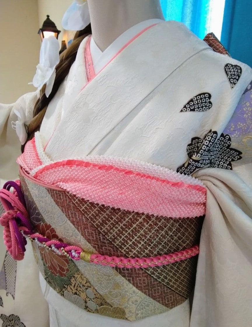 طقم فوريسود كامل من الحرير الخالص مع حزام نيشيجين أوبي - معالج ضد البقع