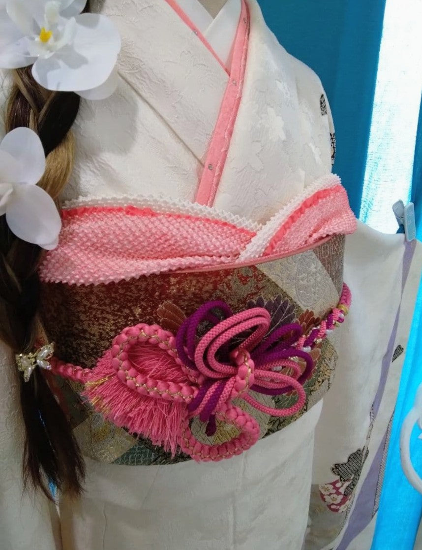 طقم فوريسود كامل من الحرير الخالص مع حزام نيشيجين أوبي - معالج ضد البقع