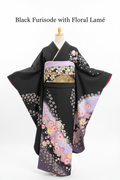 Black Furisode with Floral Lamé