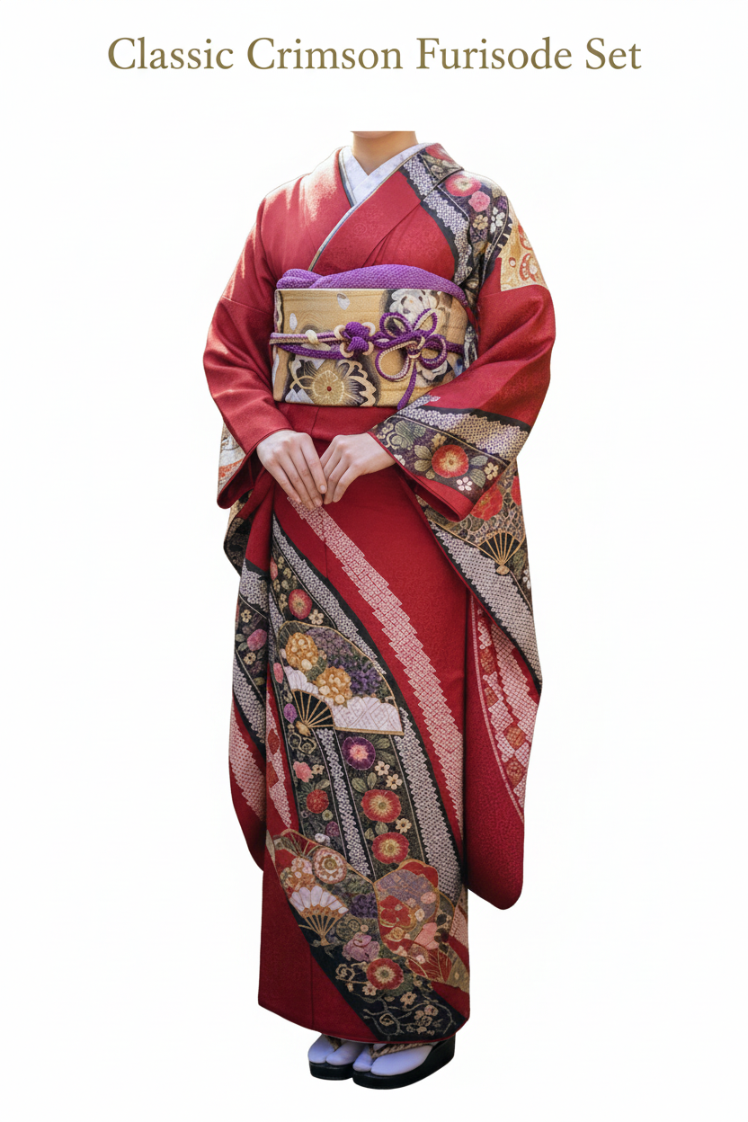 Classic Crimson Furisode Set