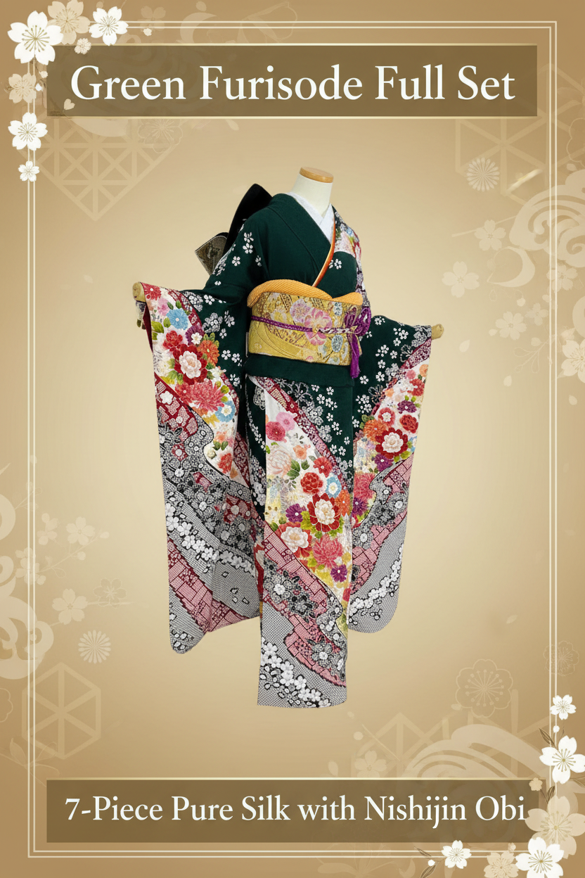 Green Furisode Pinterest Image - Standing