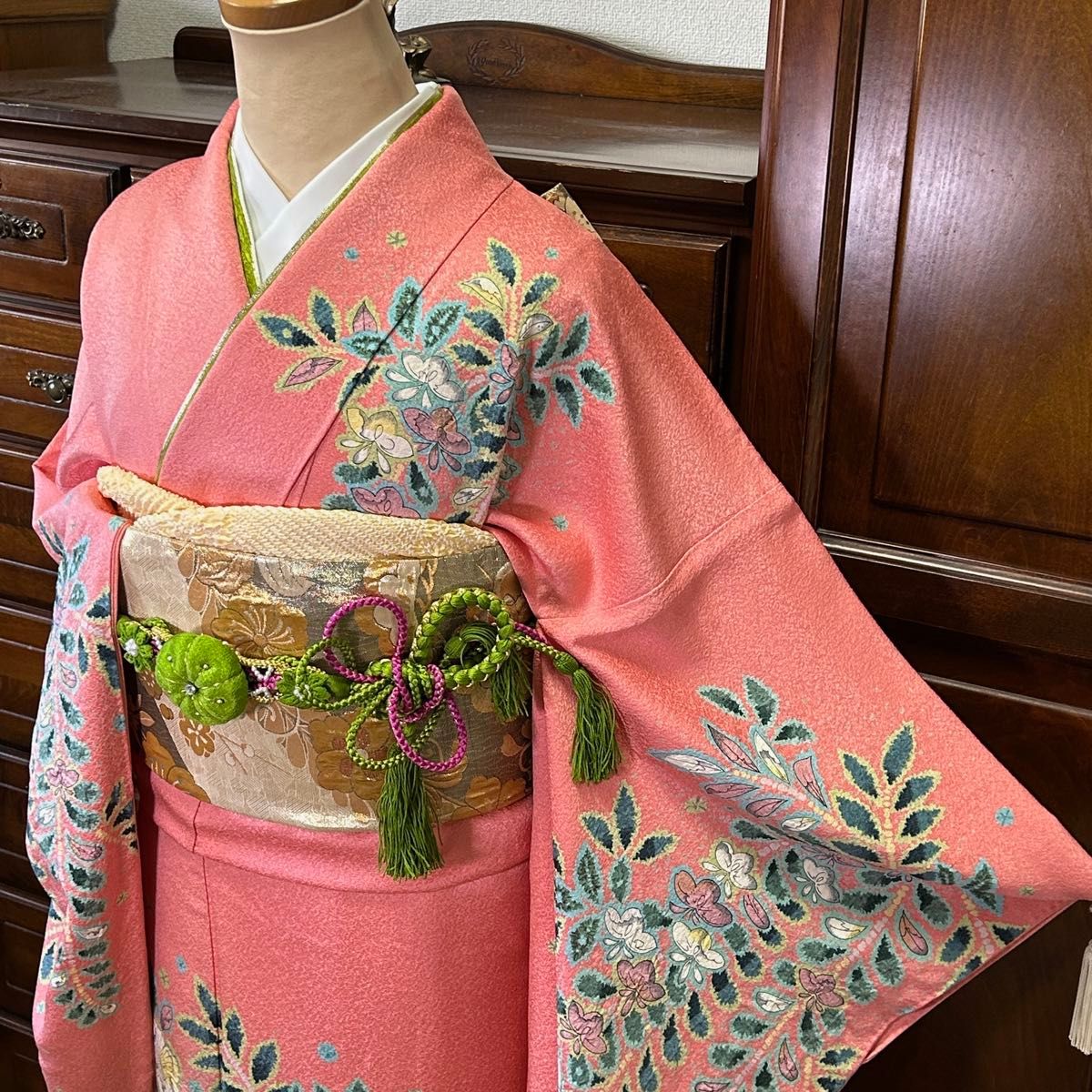 مجموعة Furisode من صنع فنان - 5 قطع - نمط Tsujigahana Shibori - مقاس طويل