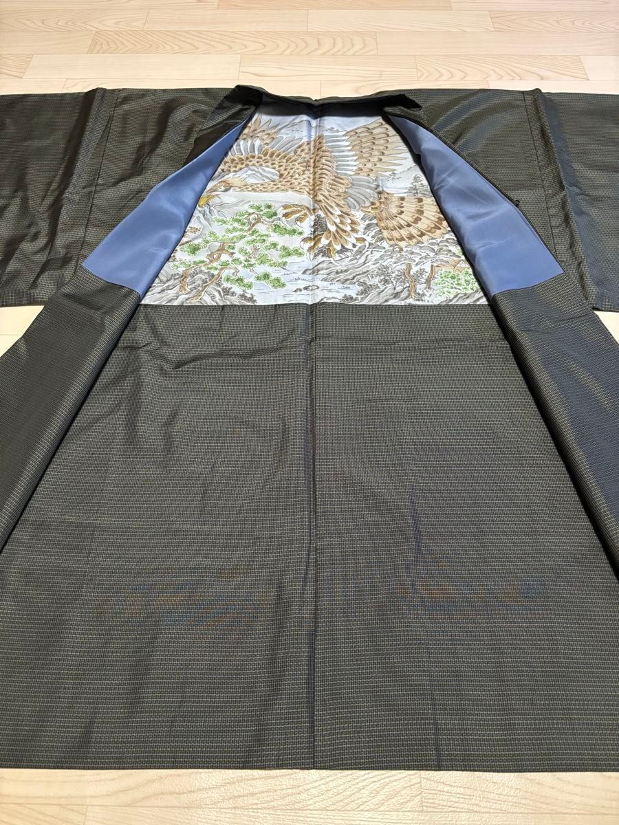 طقم رجالي من أوشيما تسوموجي باللون النيلي (هاوري وكيمونو) مع شهادة - قطعة كلاسيكية