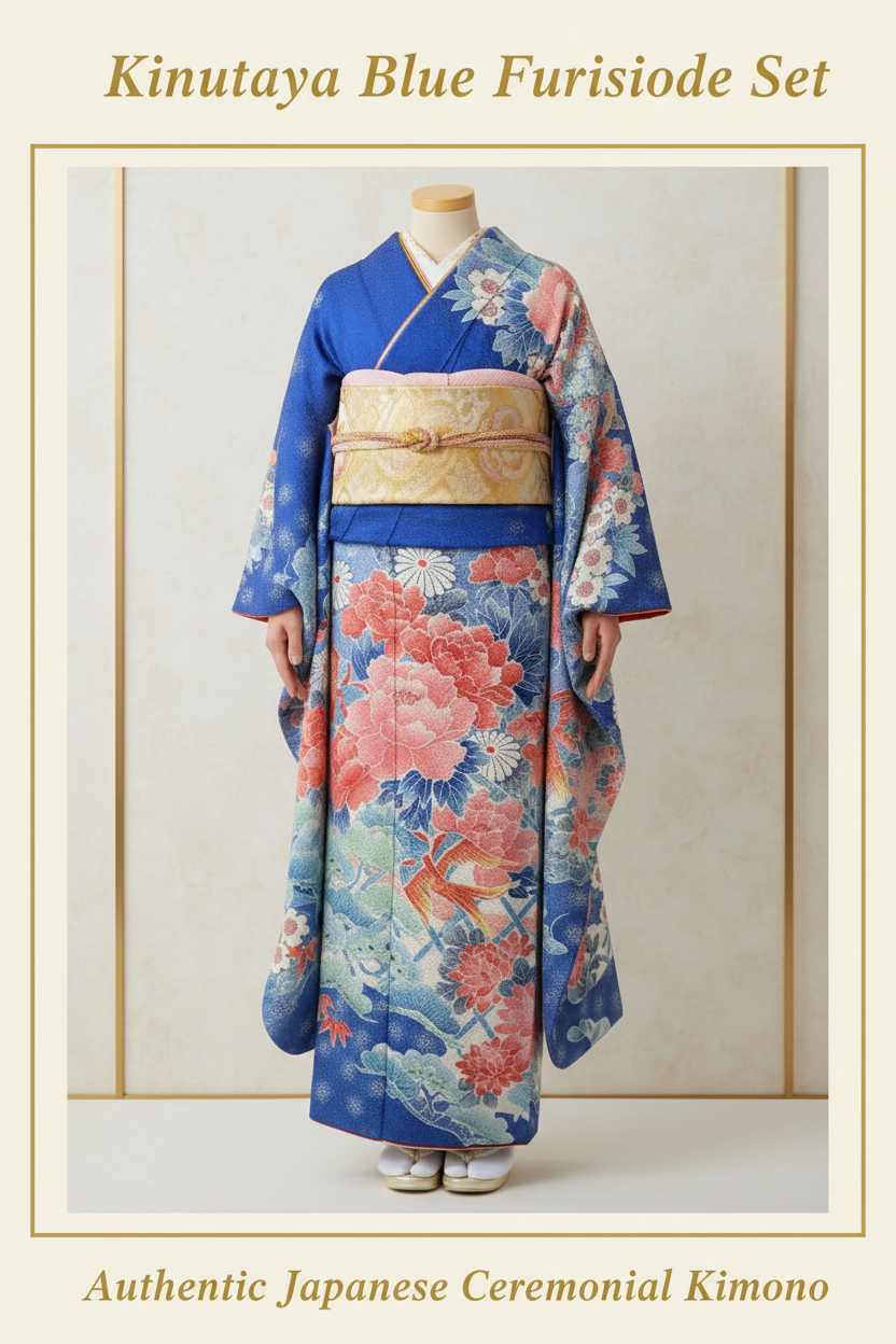 Kinutaya Blue Furisode Pinterest Pin