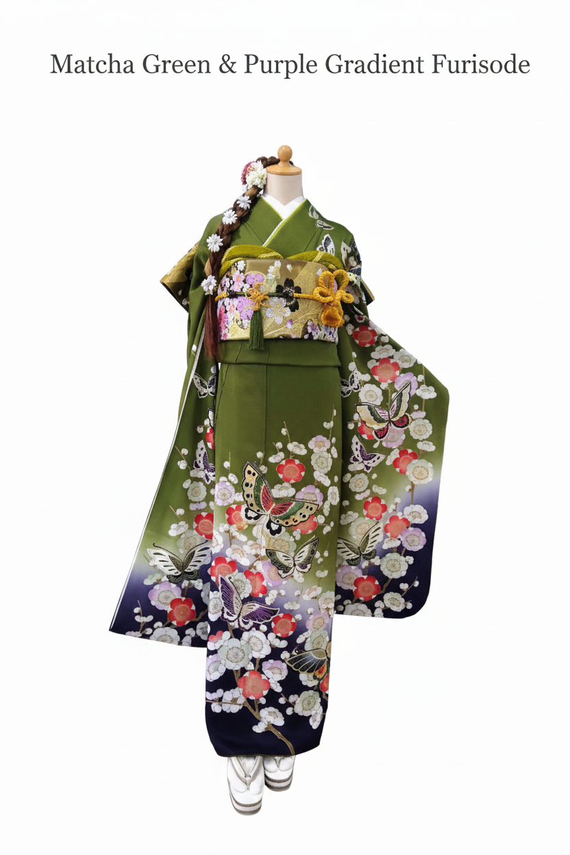 Matcha Green & Purple Gradient Furisode