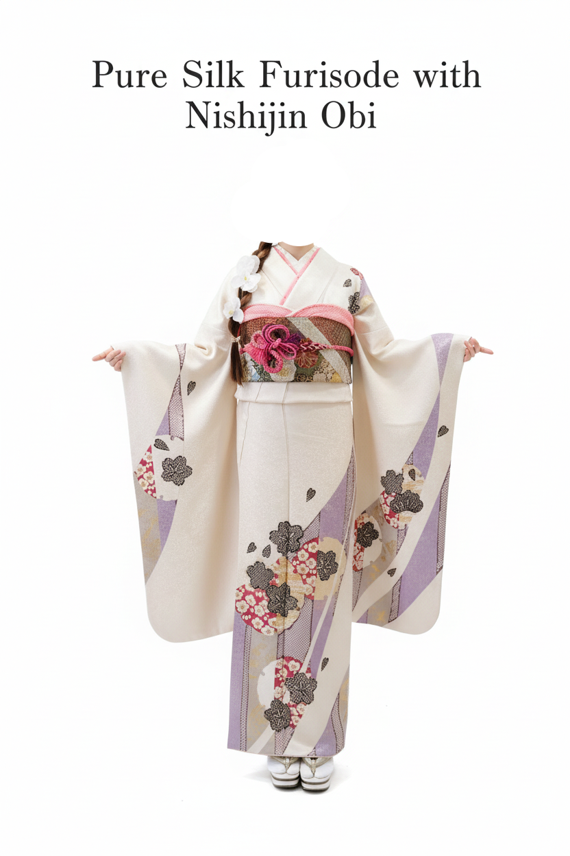 Pure Silk Furisode with Nishijin Obi