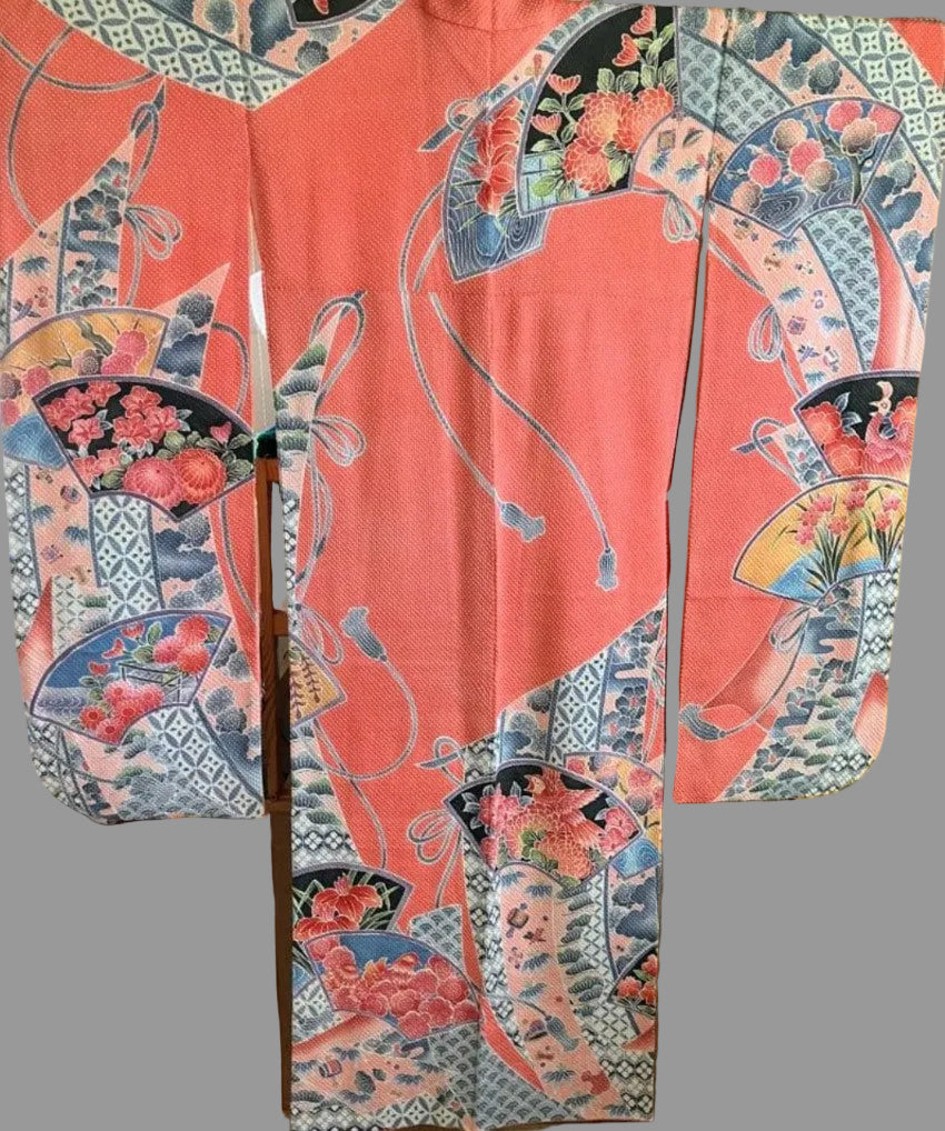 Fujimusume Kinutaya Shibori Furisode & Nishijin Obi Set - Vintage Ceremonial Kimono