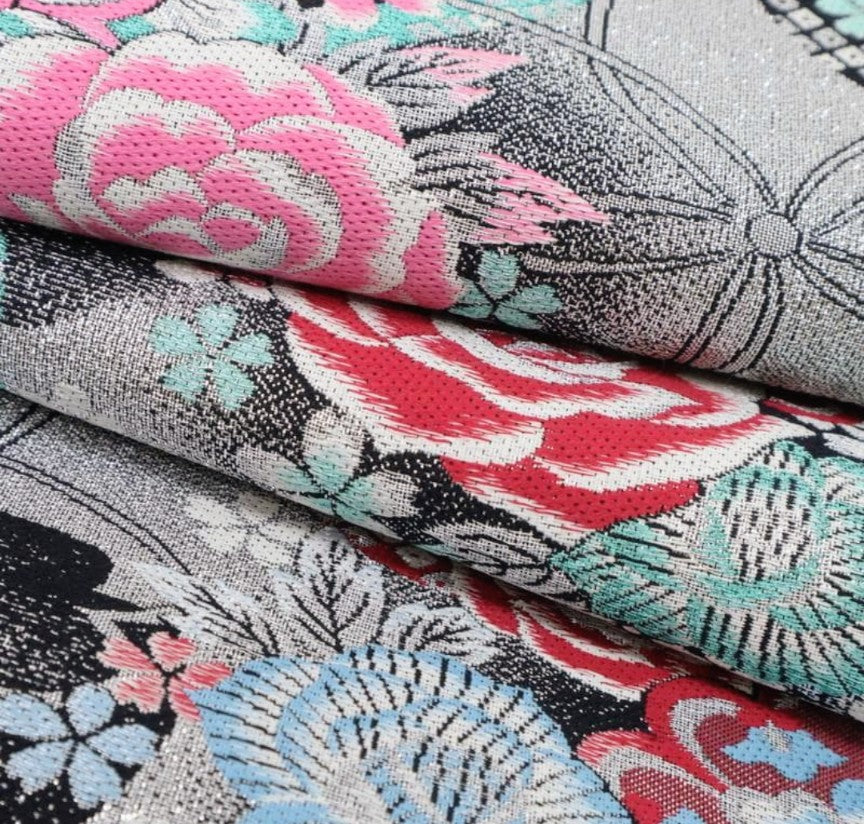 Pure Silk Furisode & Obi Set - Cream Yellow with Abundant Roses