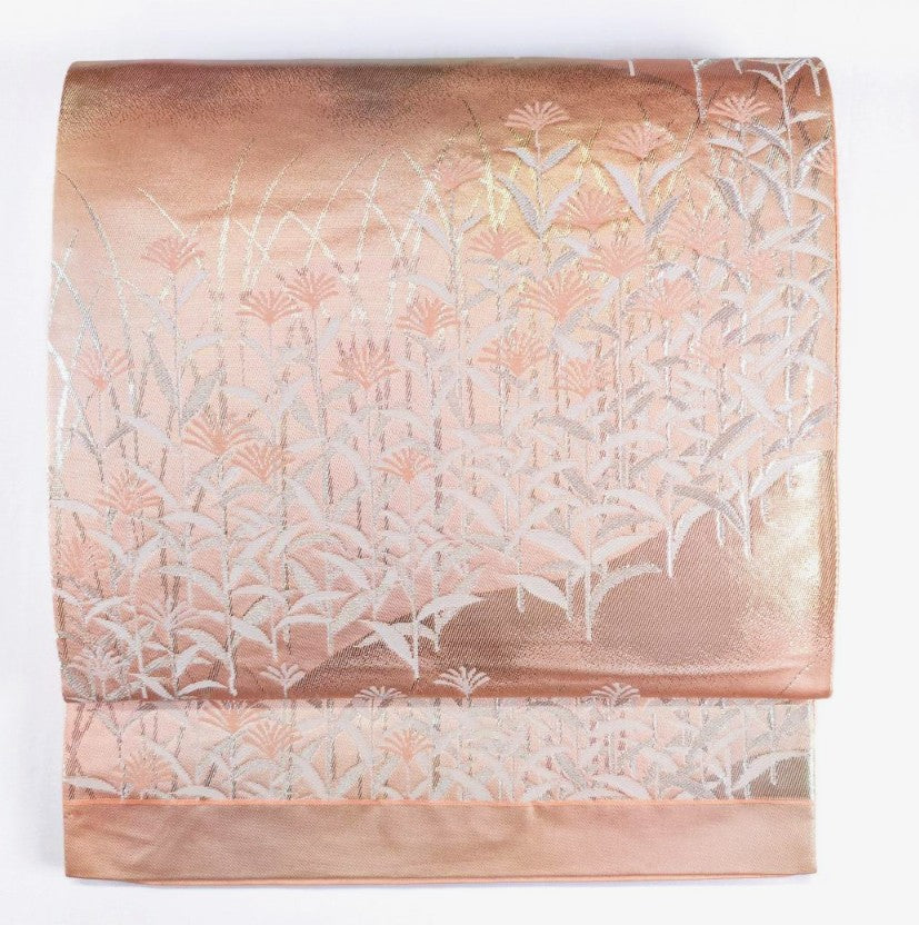 Kyo-Yuzen Houmongi Kimono من Shiratori Eisetsu - حرير أخضر مع لمسات ذهبية ومجموعة Nishijin Obi