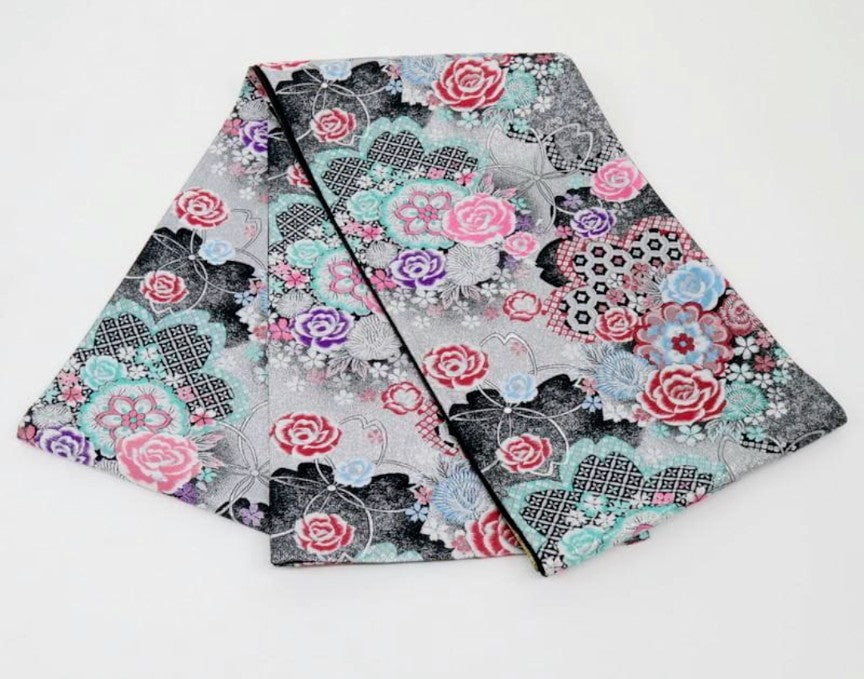 Pure Silk Furisode & Obi Set - Cream Yellow with Abundant Roses