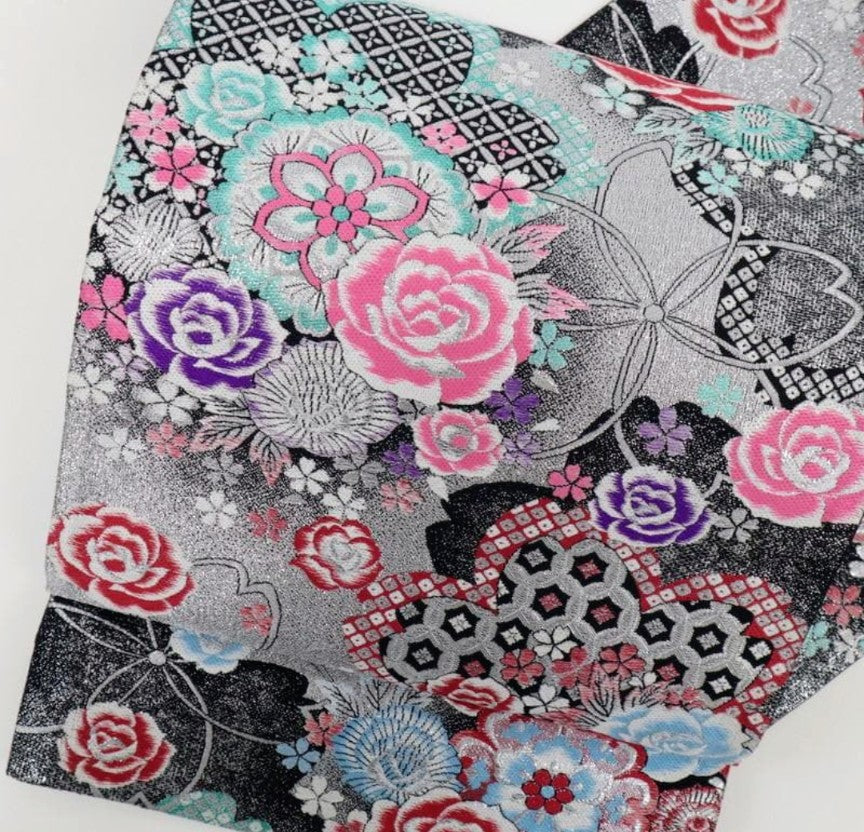 Pure Silk Furisode & Obi Set - Cream Yellow with Abundant Roses