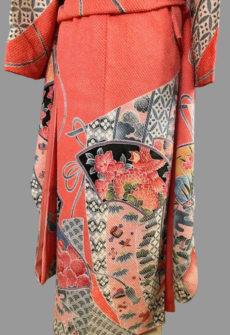 Fujimusume Kinutaya Shibori Furisode & Nishijin Obi Set - Vintage Ceremonial Kimono