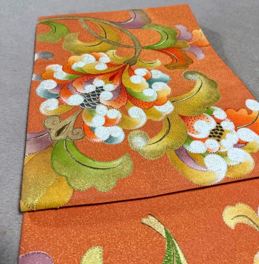 Premium Kyo-Yuzen Furisode by Horishohei - Green Classic Pattern with Tsuzure Obi