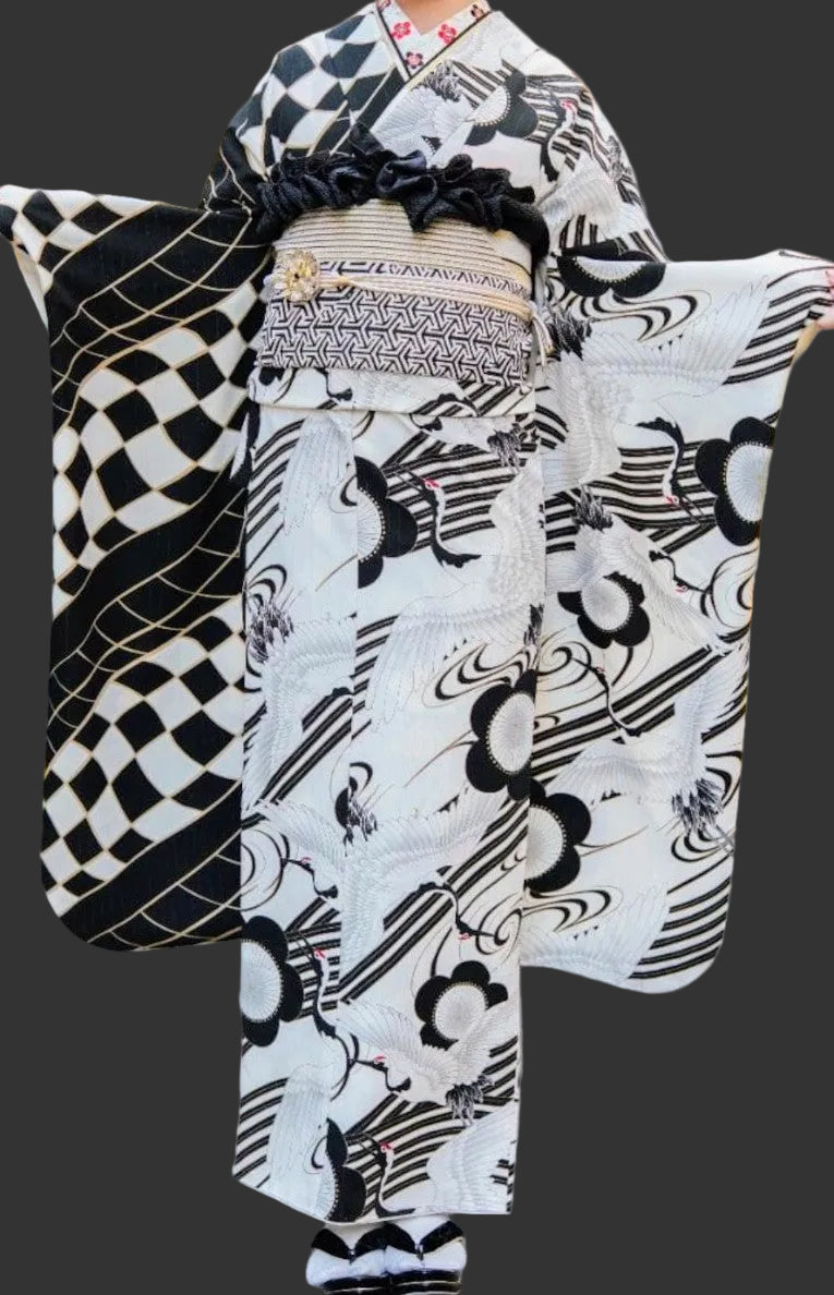 Pure Silk Furisode 7-Piece Full Set [For Heights 155cm-165cm]