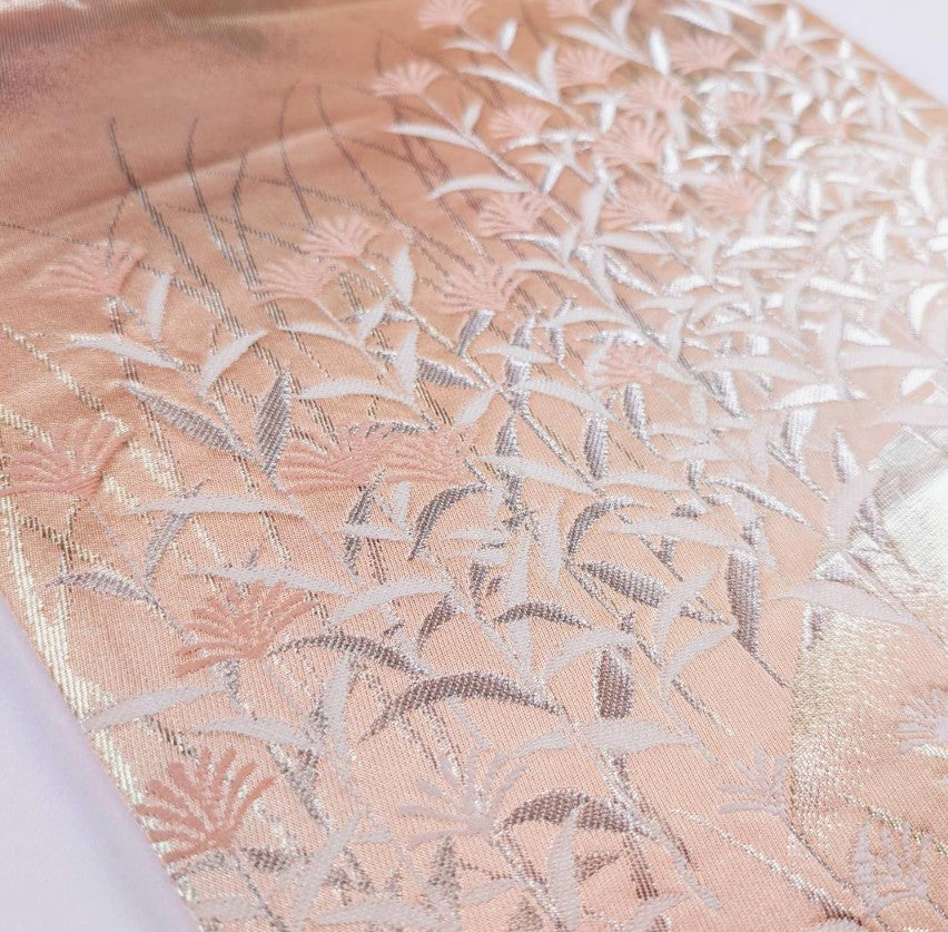 Kyo-Yuzen Houmongi Kimono من Shiratori Eisetsu - حرير أخضر مع لمسات ذهبية ومجموعة Nishijin Obi