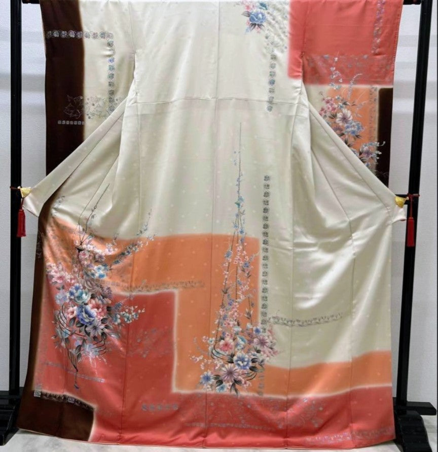Luxury Furisode Kimono Set with Western Floral Design - Complete Ceremonial Ensemble
