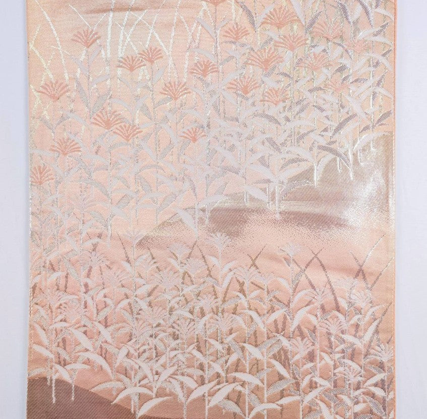 Kyo-Yuzen Houmongi Kimono من Shiratori Eisetsu - حرير أخضر مع لمسات ذهبية ومجموعة Nishijin Obi