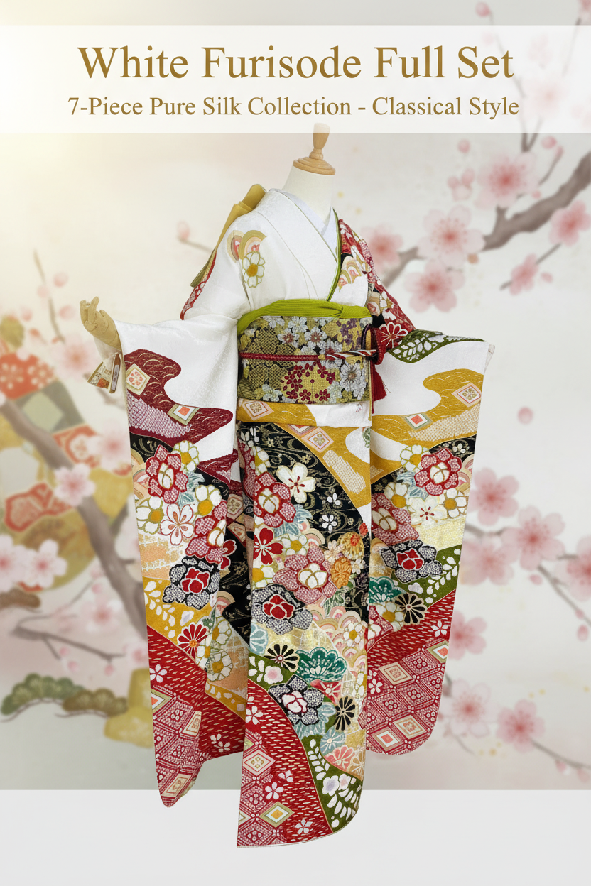 White Furisode Pinterest Image - Standing